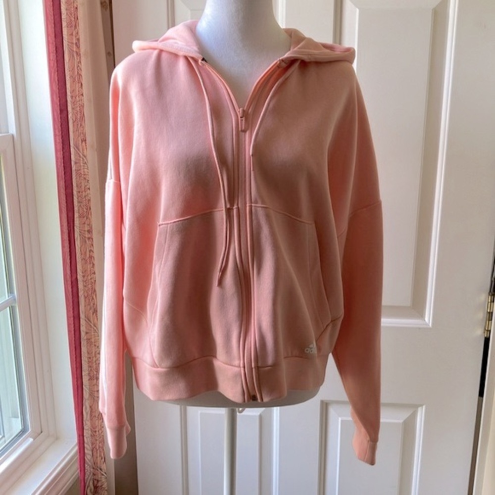 Adidas Women’s Long Sleeve Hooded Zip-up Sweatshirt Apricot Size L